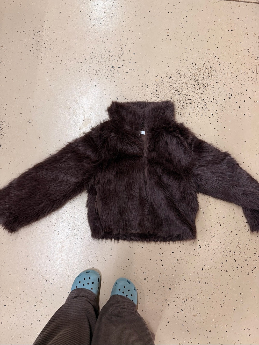 Y2K - Mobwife Plush Faux Fur Jacket - Dark Brown